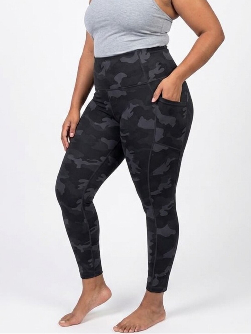 Women's Black Camouflage Leggings Size 3X